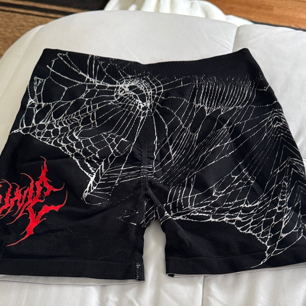 Black Graphic Women's Athletic Shorts - Picture 2 of 3